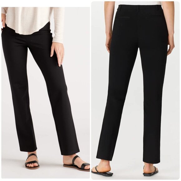 Quince Pants - Quince Ultra Stretch Ponte Straight Leg Pants Womes Petite Medium Black Office